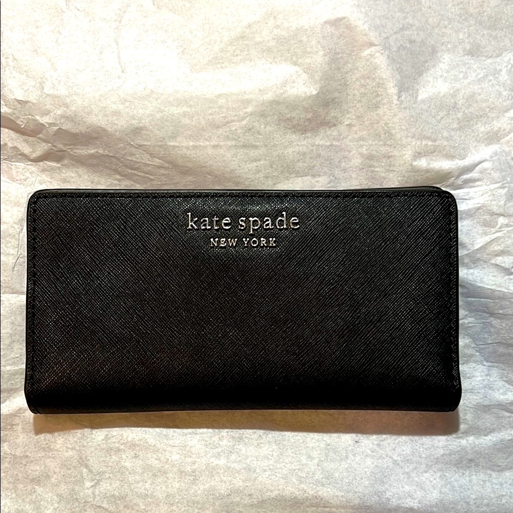 Kate Spade Cameron large slim bifold black wallet